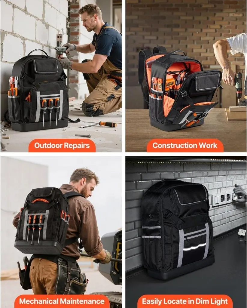 Sacoche à outils Backpack grand volume imperméable avec base rigide