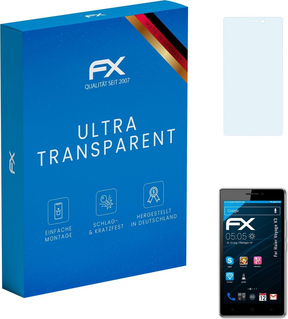 atFoliX FX-Clear 3x Schutzfolie kompatibel mit Haier Voyage V3 Displayschutzfolie