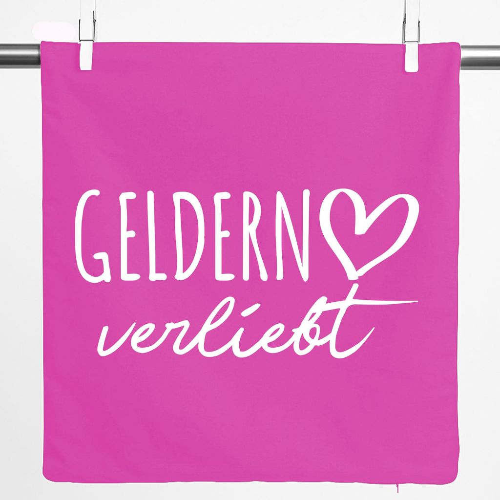Huuraa Kissenbezug Geldern verliebt 40x40cm Fuchsia Baumwolle Dekokissenbezug Geschenkidee