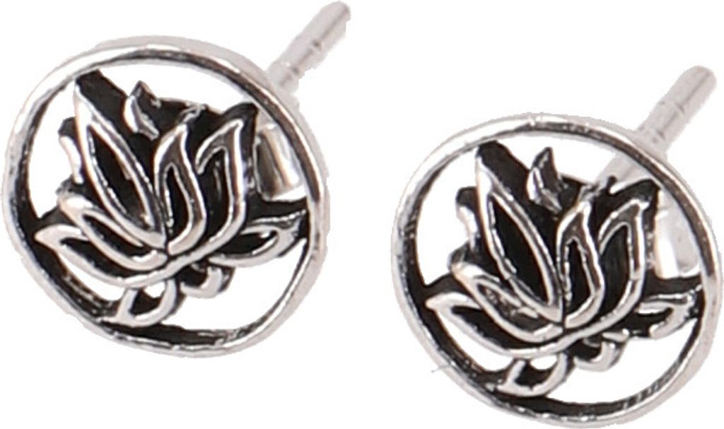 Silberne Ohrringe mit Feiner Ornamentik, Ethno Ohrstecker aus Silber - Lotus, Silber-Farben, SterlingSilber, Silberohrringe