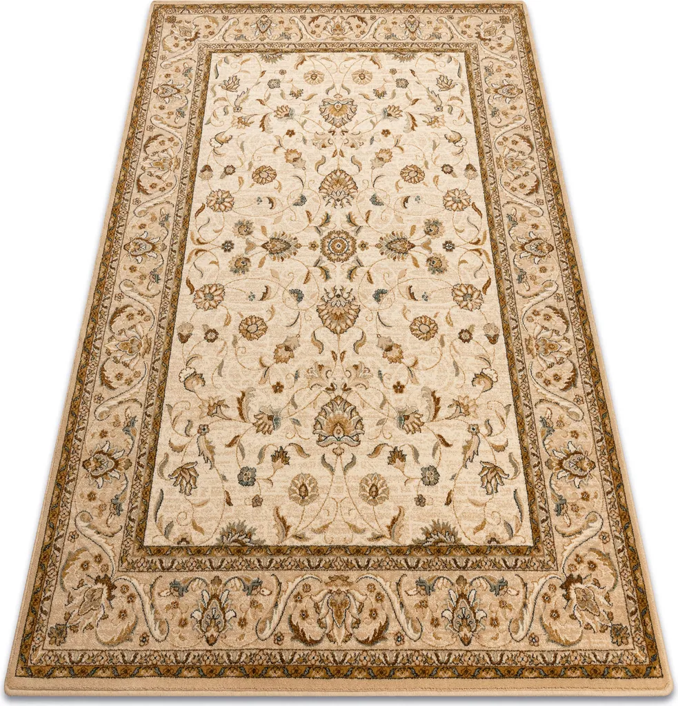 Tapis laine anti-poussière beige fleurs OMEGA ARIES chic 170x235 cm