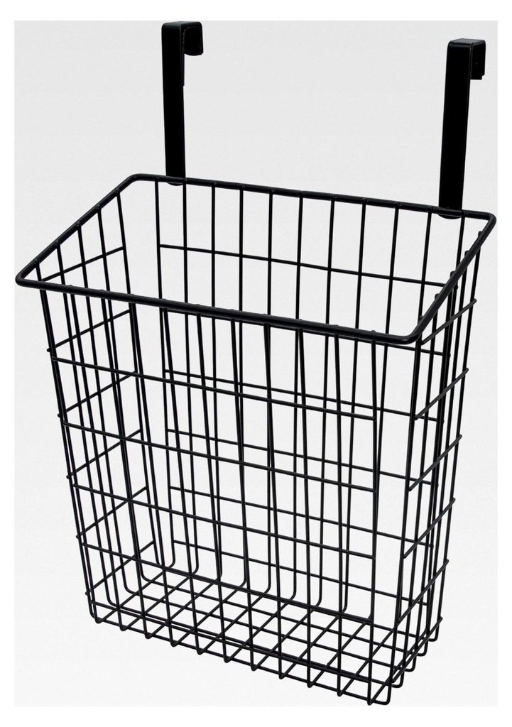 Schwarzer Metall Hängekorb für Schranktüren - 39 x 25 cm - Organizer zum Einhängen - Drahtkorb für Regal, Schrank, Küche, Bad, Büro