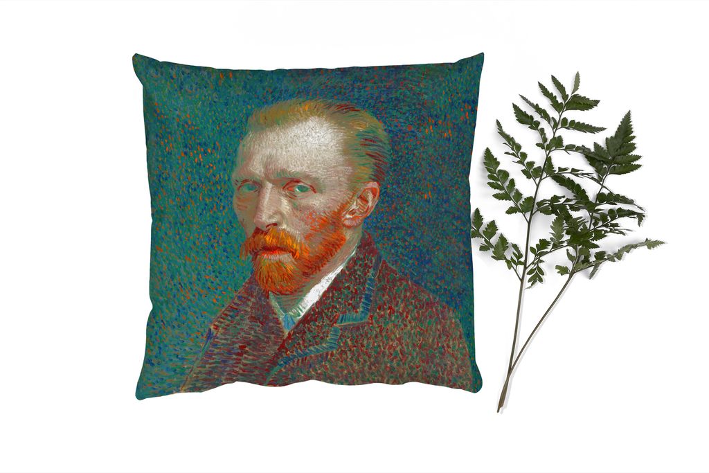 MuchoWow Zierkissen Sofakissen Wohnzimmer Dekokissen 45x45 cm Kunst - Van Gogh - Alte Meister - Selbstporträt - Schlafpolster - Polster für das...
