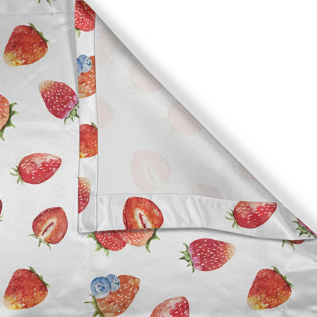 ABAKUHAUS Tenda con occhielli acquerellata, motivi artistici maturi fragole e mirtilli gustosi frutti freschi, tende decorative a 2 pannelli per finestre, 280 cm x 225 cm, blu-grigio vermiglio - 4