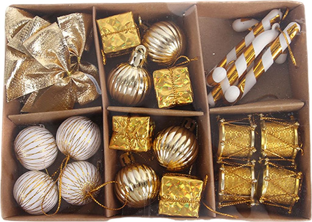 24 Stück/Box Weihnachtsschmuck-Geschenkbox Zuckerstangenkugel Mini-Schleife Weihnachtsbaumschmuck zum Aufhängen für Feiertage, Feste und Partys