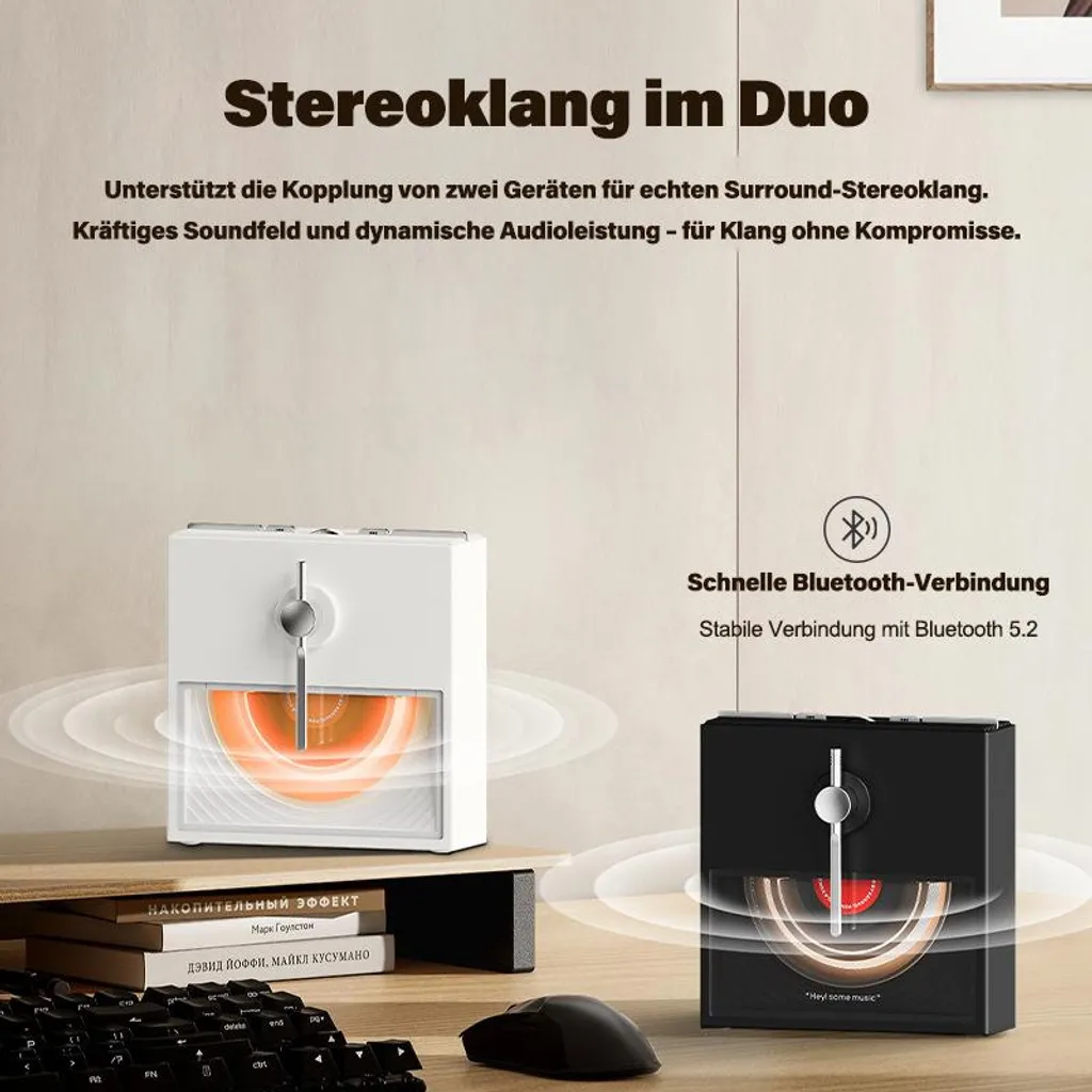 ZELURXX Enceinte Bluetooth Blanche - Double Haut-parleur 5W Son à 360° - 2