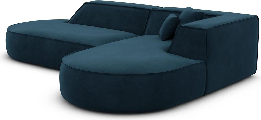 Samtstoff L-Form Lounge Sofa Liberia Mitternachtsblau Rechts