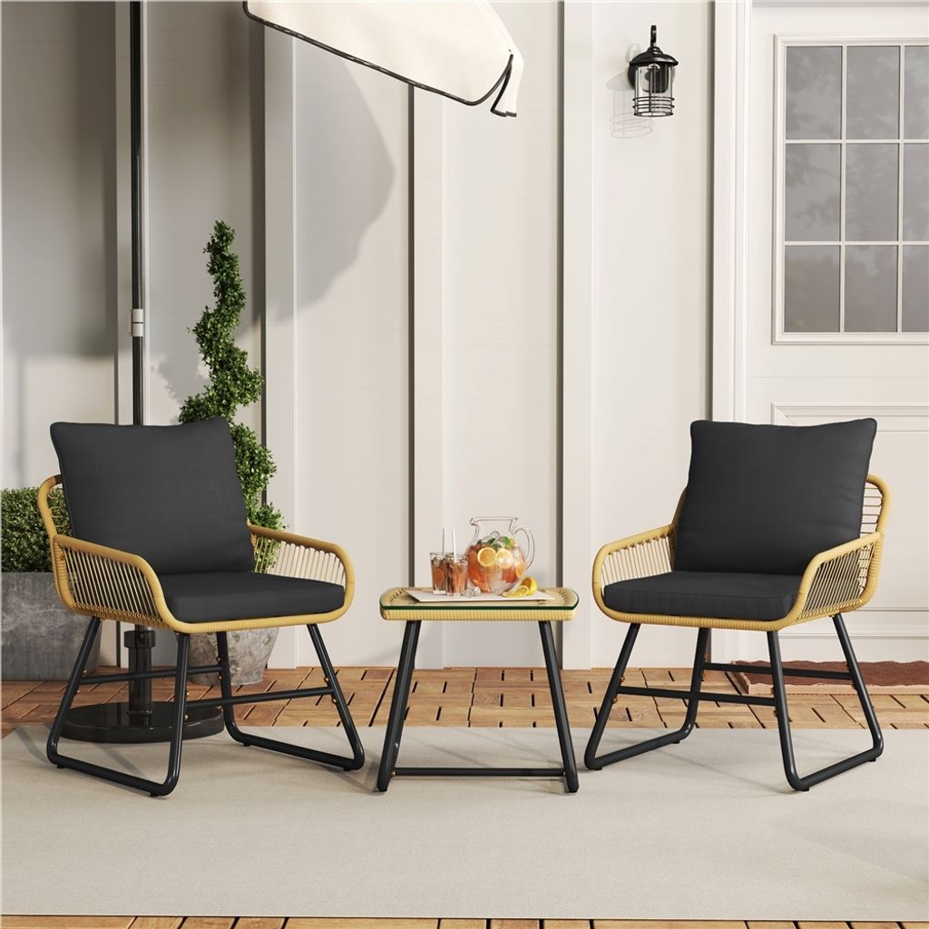 Yaheetech 3er Gartenmöbel Set aus Poly-Rattan mit 1 Produktbild 