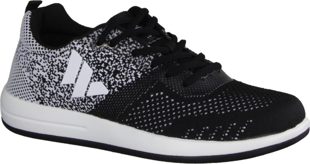 Wellbe Grenada Herren-Sneaker, Black/White, Textil, Wechselfußbett - Herrenschuhe Sneaker / Schnürschuh, Schwarz, textil (strickmesh, leicht wass...