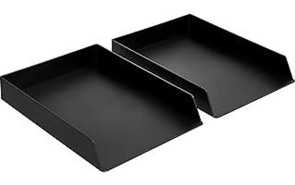 Organizer Scrivania Nero 2 Pezzi - Portadocumenti Impilabile Professionale
