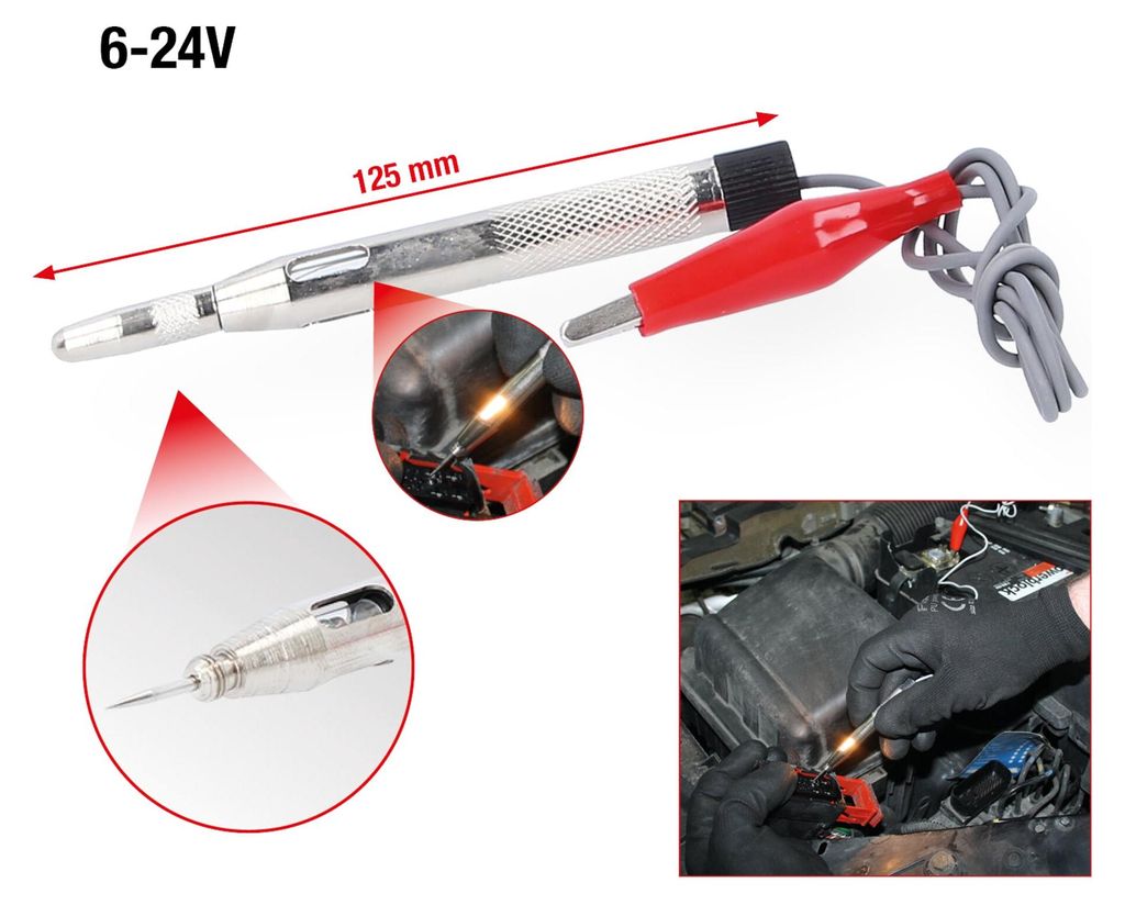KS Tools testlamp, 6-24 V, 125 mm Productafbeelding 