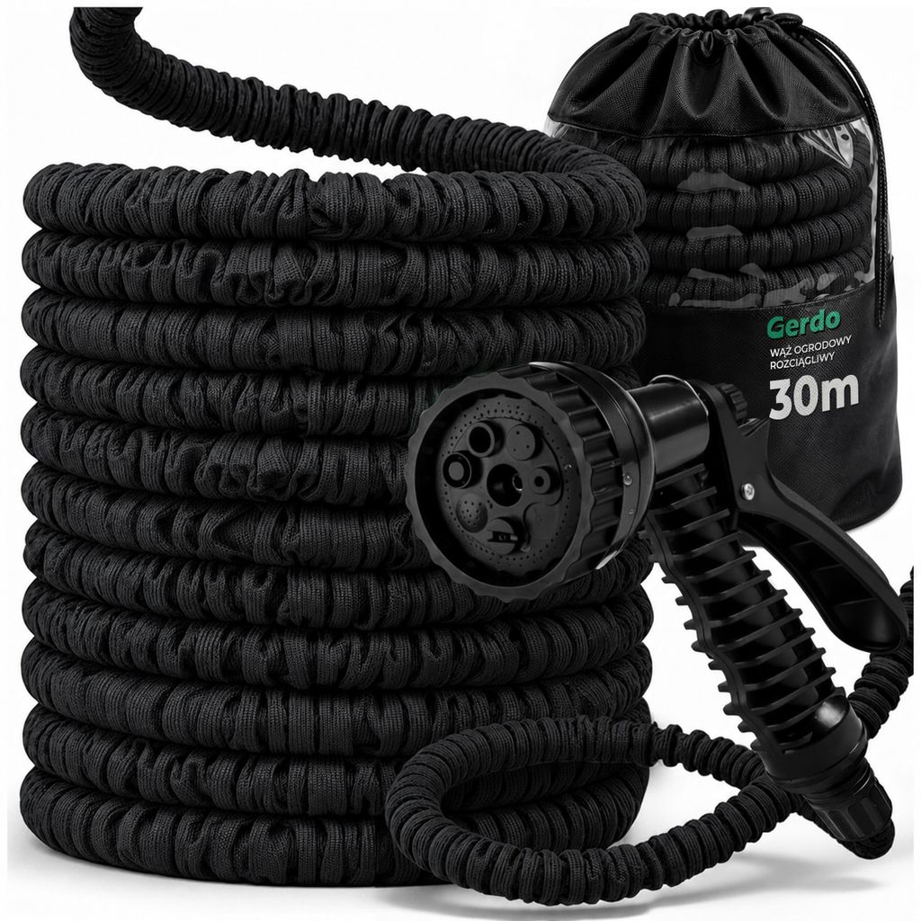Kuketo | Flexibler Gartenschlauch 30 m Schwarz – Dehnbarer Produktbild 