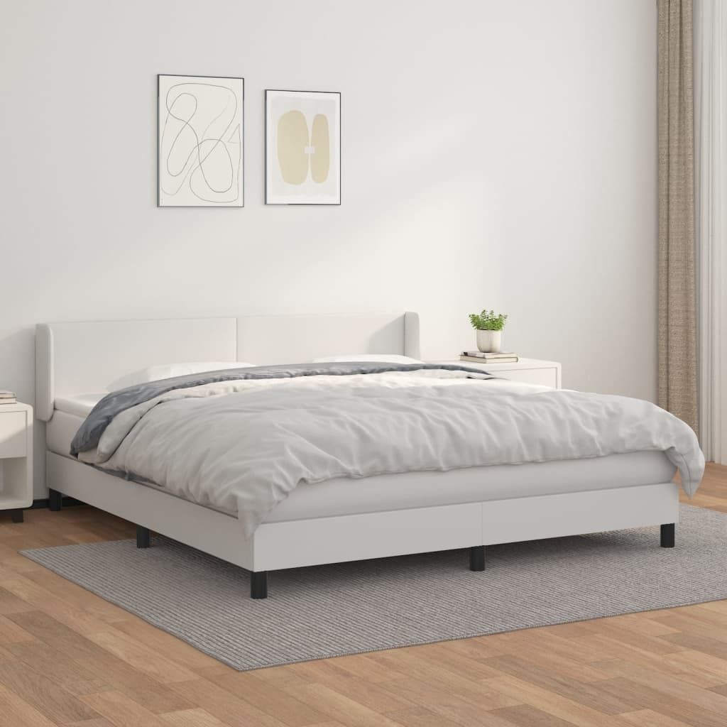 Maison Exclusive - Boxspringbett mit Matratze Weiß 180x200 cm Kunstleder