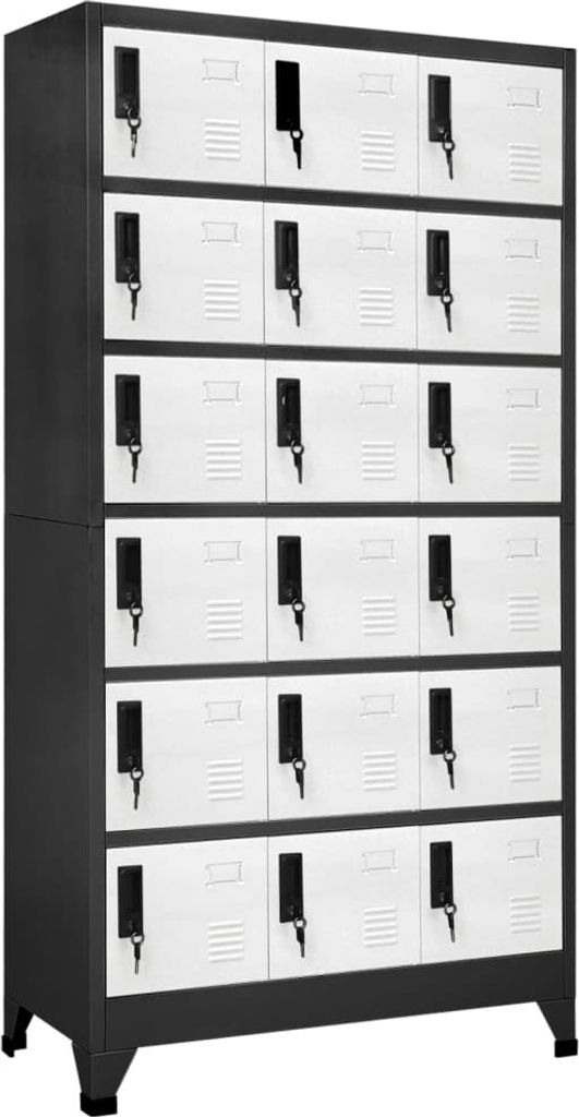 Schließfachschrank Anthrazit und Weiß 90x40x180 cm Stahl