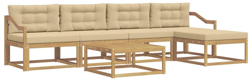 vidaXL Outdoor-Sofagarnitur 6 pcs Weiß und Beige 79 x 79 x 37 cm
