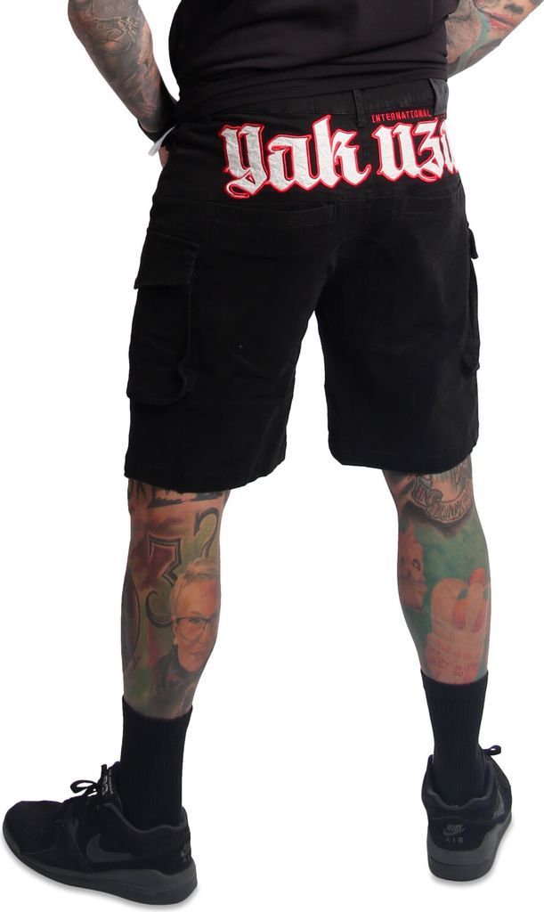 Yakuza Herren Black Tar Cargo Shorts, Schwarz, 34W