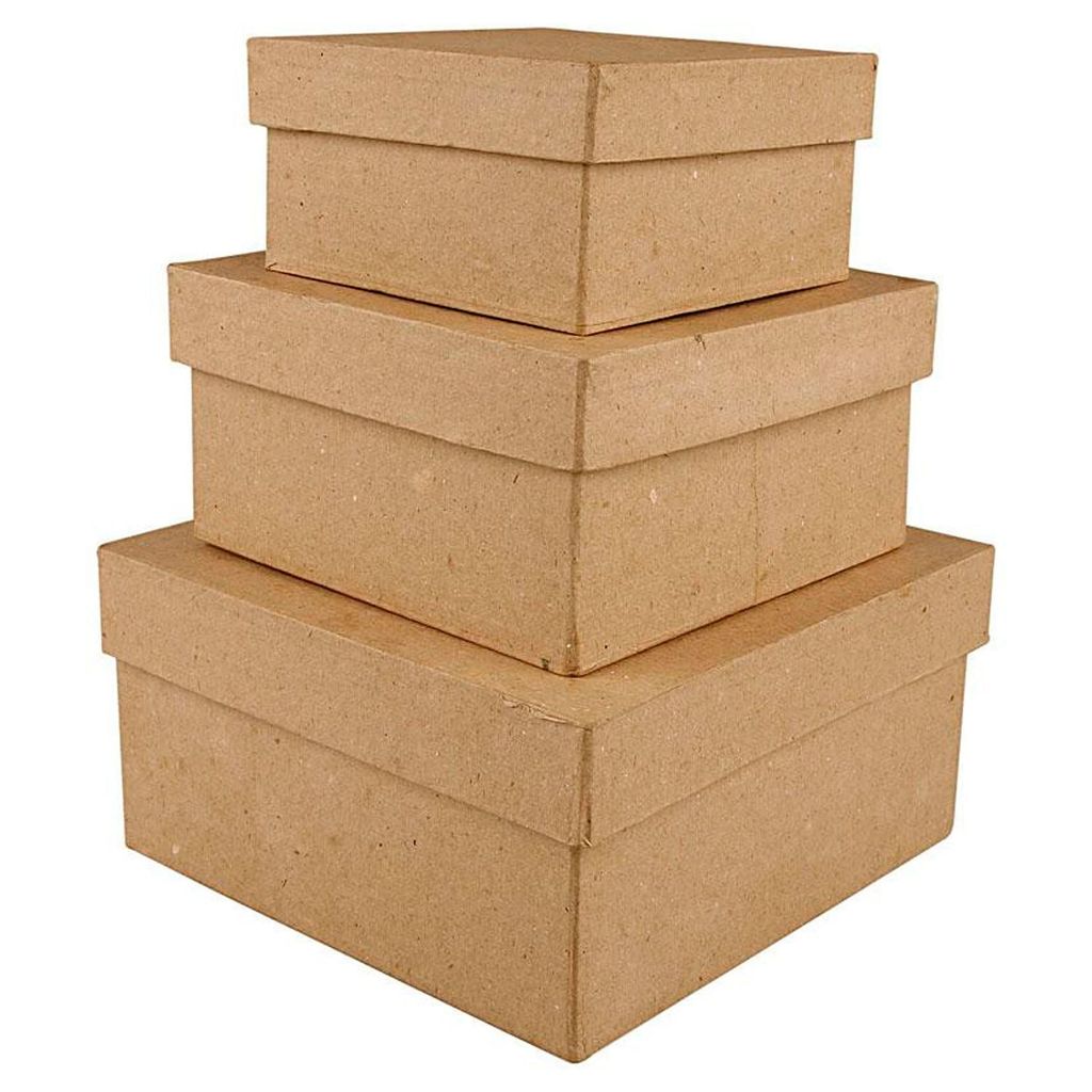 Creativ Company CC Quadratische Boxen H: 5+6+7,5 cm