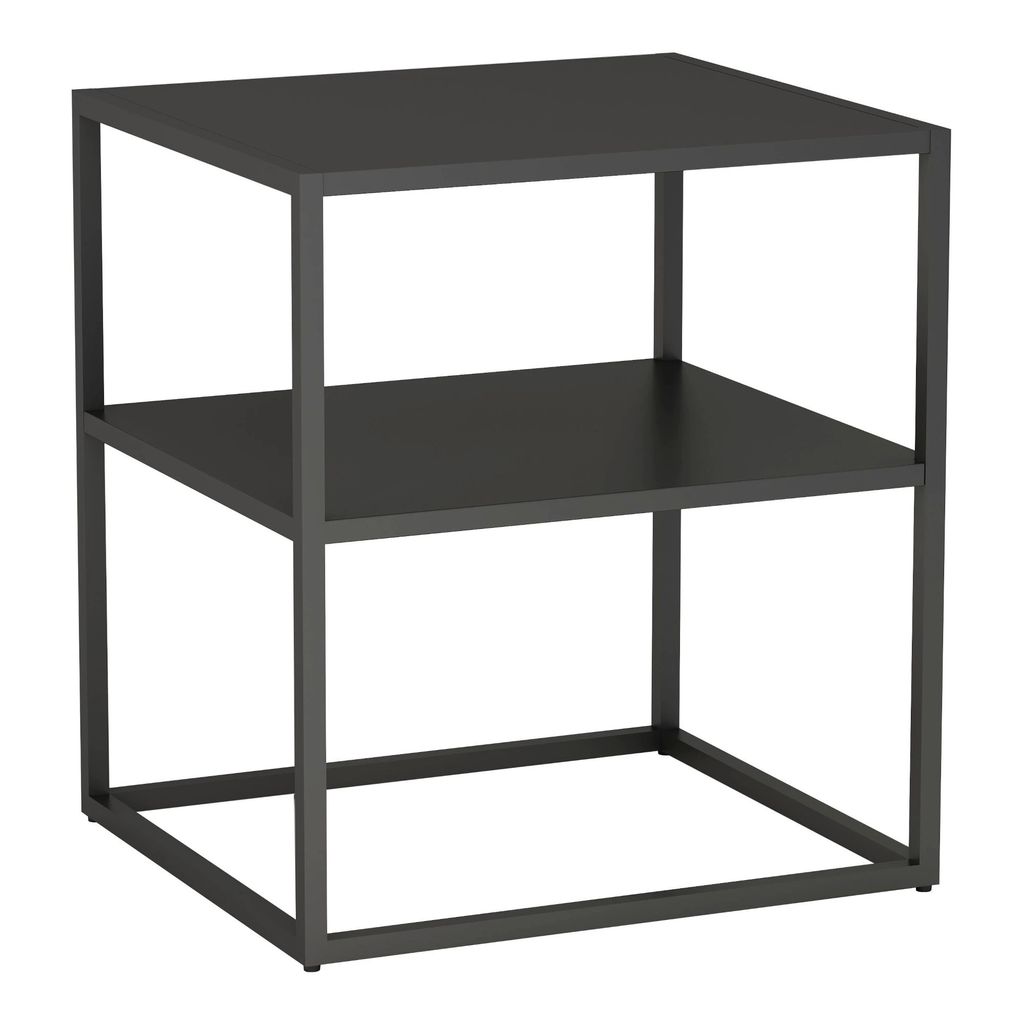 In And OutdoorMatch Stilvoller Beistelltisch Josephus – Mit Ablage – 50,5 x 45 x 40 cm – Schwarz – Vielseitiger Tisch
