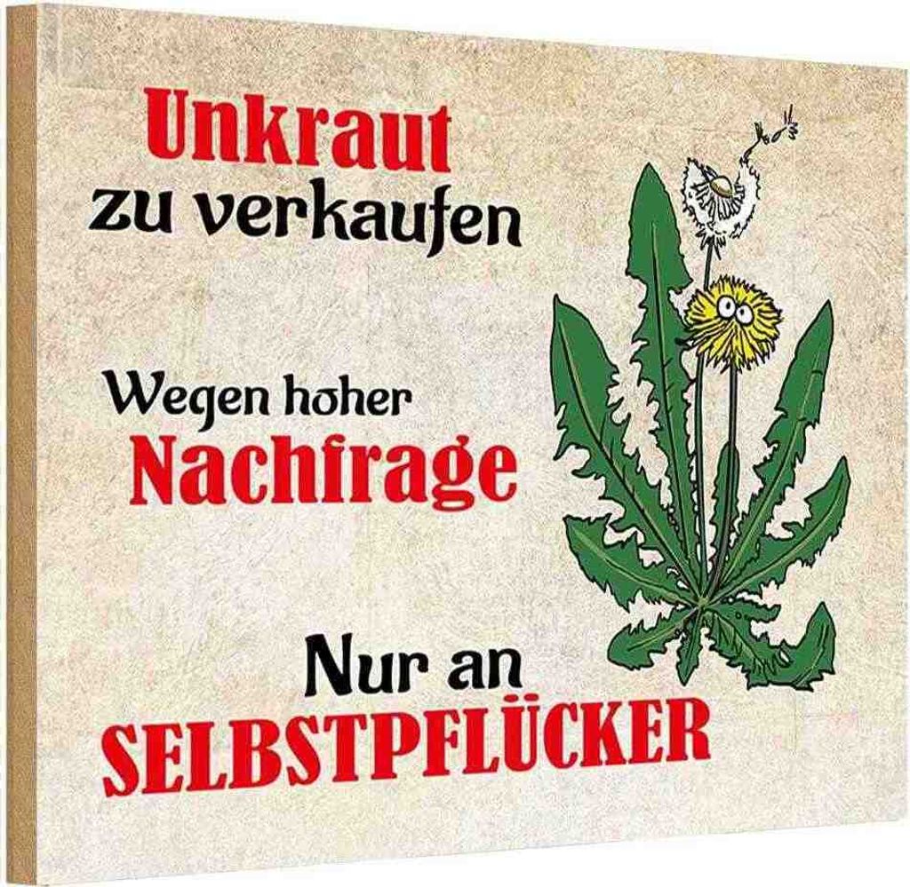 vianmo Holzschild 12x18 cm Unkraut nur an Selbstpfücker Warnschild Hinweisschild