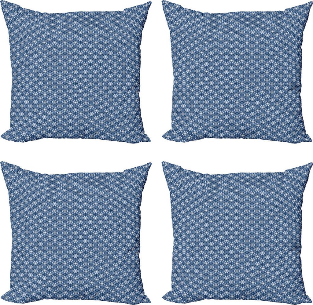ABAKUHAUS Ethnisch Kissenbezug Set (4 Stück), Klassische Talavera Entwurf, Moderner Doppelseitiger Digitaldruck, 40 cm x 40 cm, Dark Sky Blau und ...