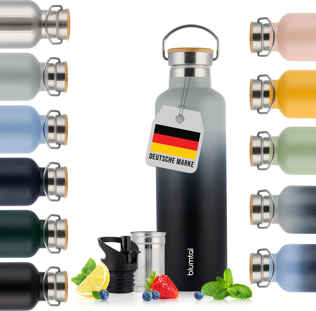 Blumtal Thermosflasche 1L - doppelwandige Trinkflasche Edelstahl 1L - Isolierflasche 1L BPA frei - Edelstahl Trinkflasche - Teeflasche - Trinkflasc...