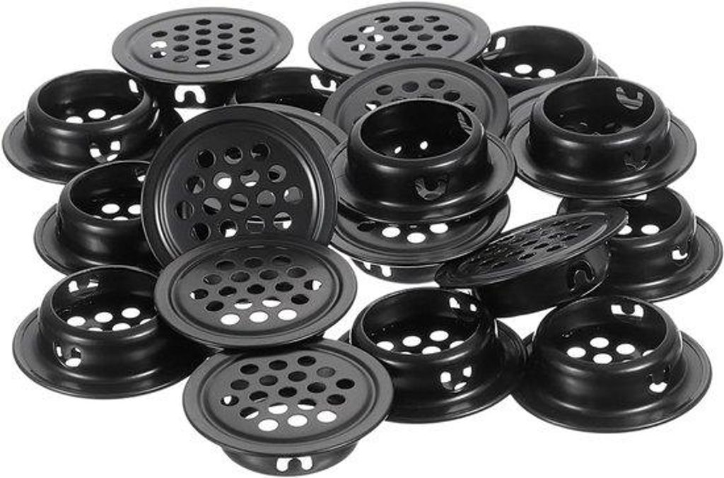 Rund Drehventilatorrohr 20 Stück 25 mm Edelstahl-Mundstück Schwarz - Schuhkasten, Fernsehschrank, Kleiderschrank
