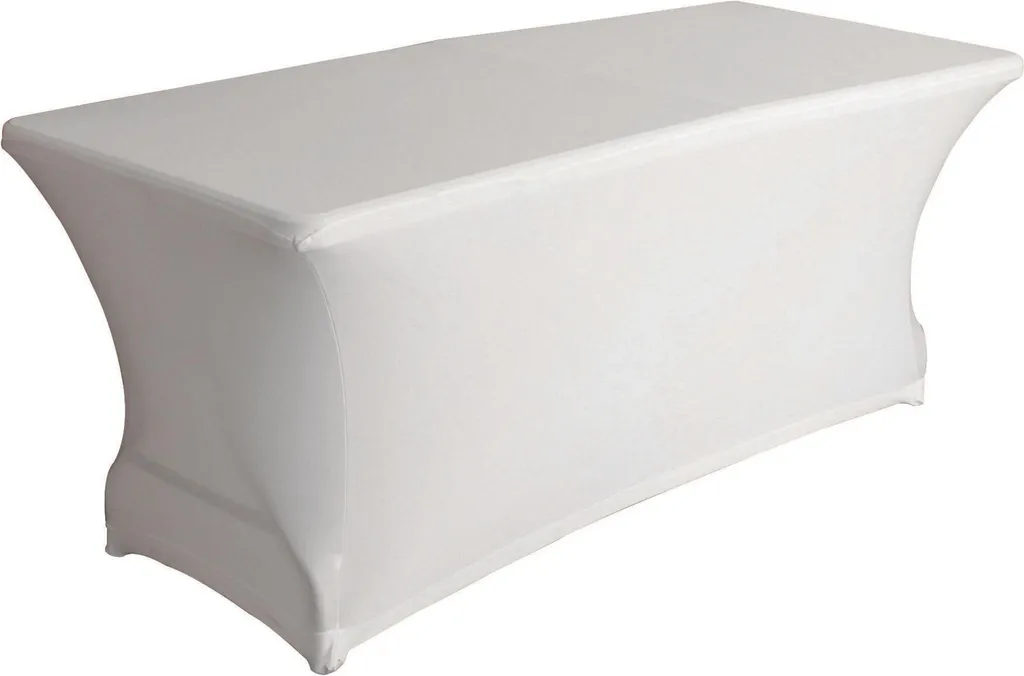 Housse de Table Rectangulaire Blanche Extensible en Tissu Élasthanne