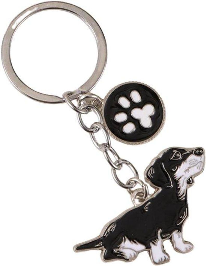 Hundeleinehalter - ID-Tag - Metallhundeleinehalter - Dachshund-Design - schwarz