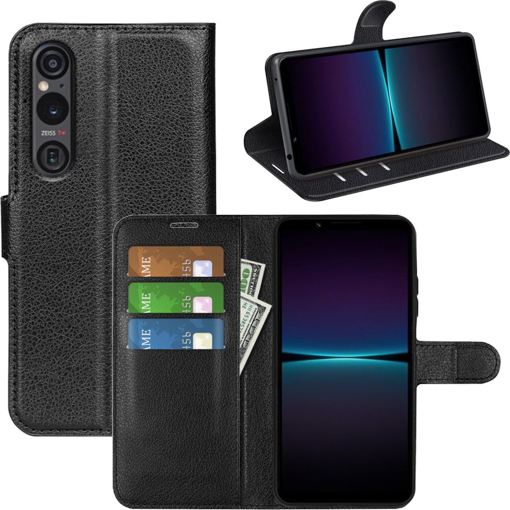 Für Sony Xperia 1 VII Kunstleder Book Wallet Handy Tasche Hülle Cover Schwarz