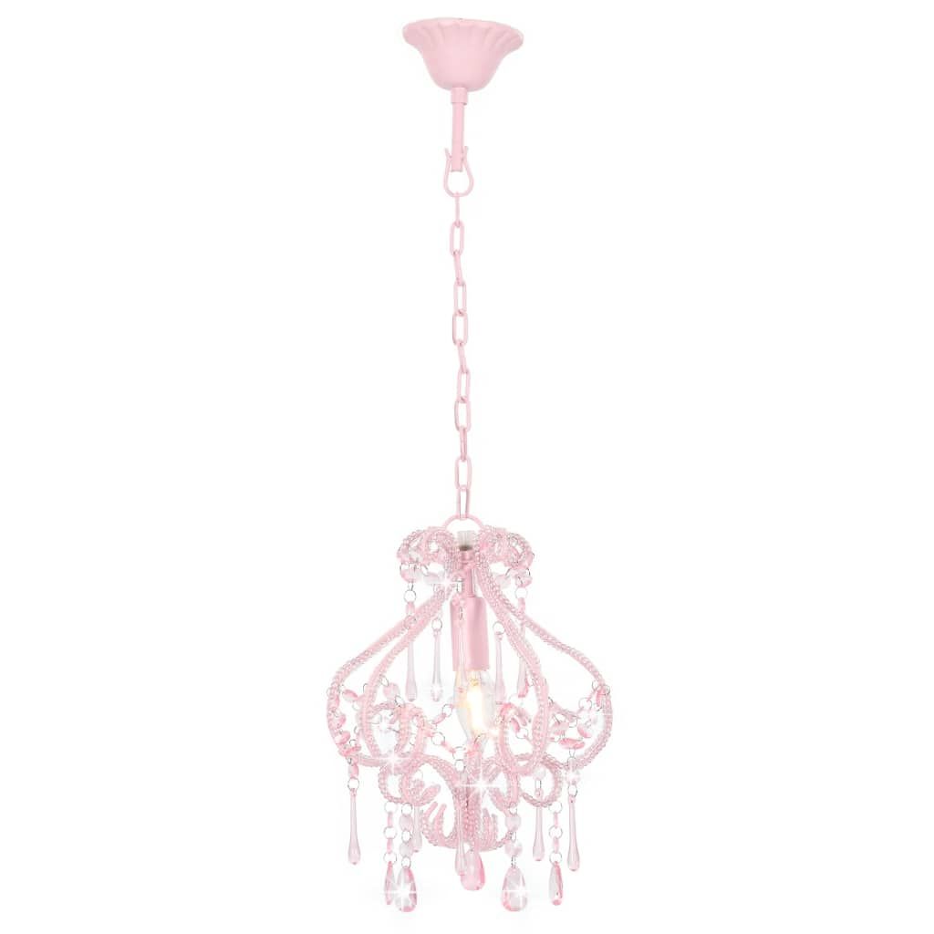 Deckenleuchte 24 x 32 cm rund mit Perlen rosa und exquisit Produktbild 3