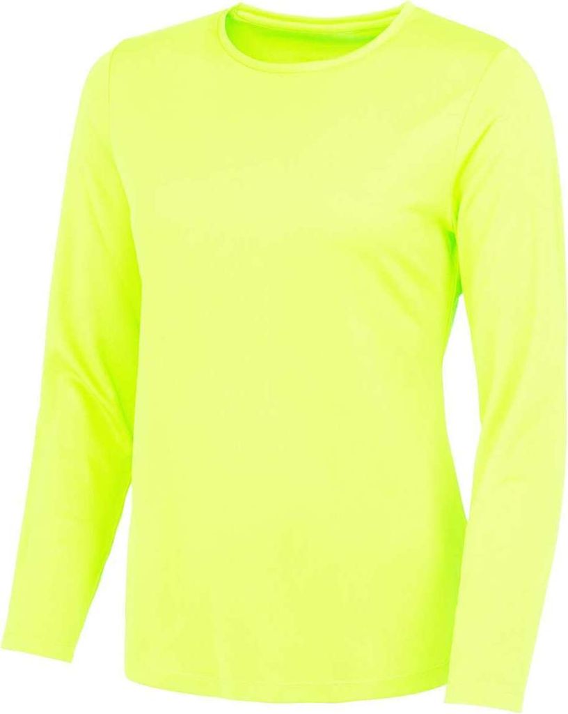 Just Cool JC012 | Damen Long Sleeve Cool T / UV-Schutzfaktor 30 - Farbe: Electric Yellow - Größe: XL
