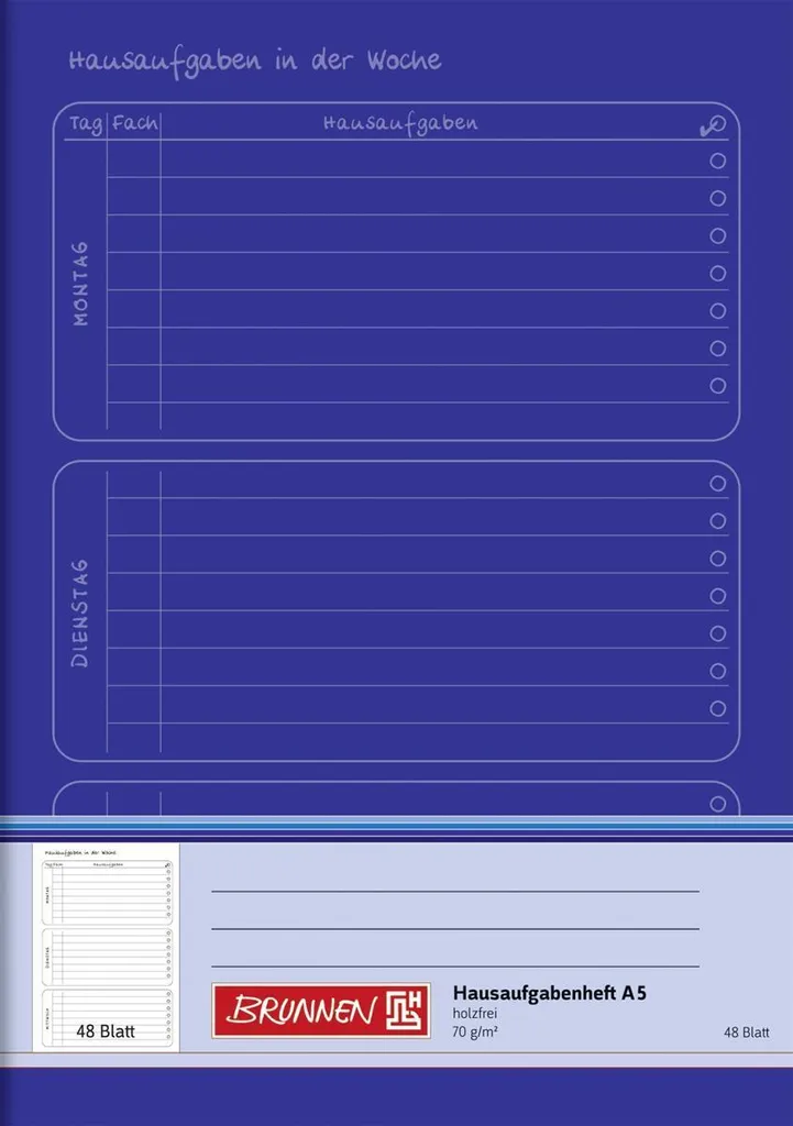 Cahier de devoirs A5 BRUNNEN 1046814 - Lot de 10 livrets de 48 pages