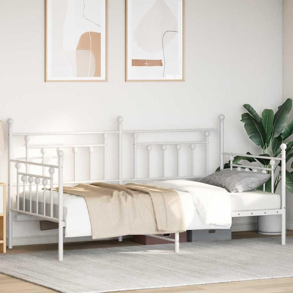 Möbel Klassische Betten - Weiß - CLORIS Tagesbettrahmen Weiß 100x190 cm Stahl,18.24 Kg - 720255