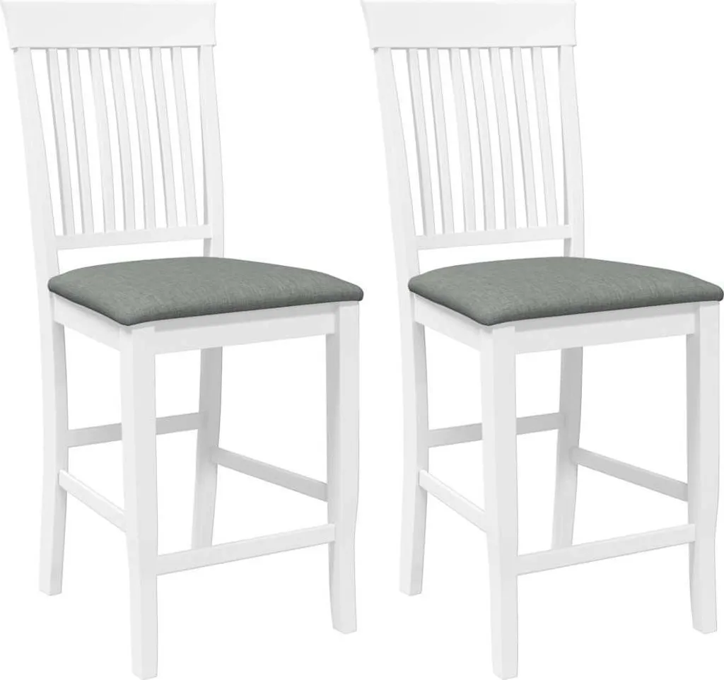 Sgabello da bar con cuscino 2 pz. Legno massiccio bianco in legno di gomma