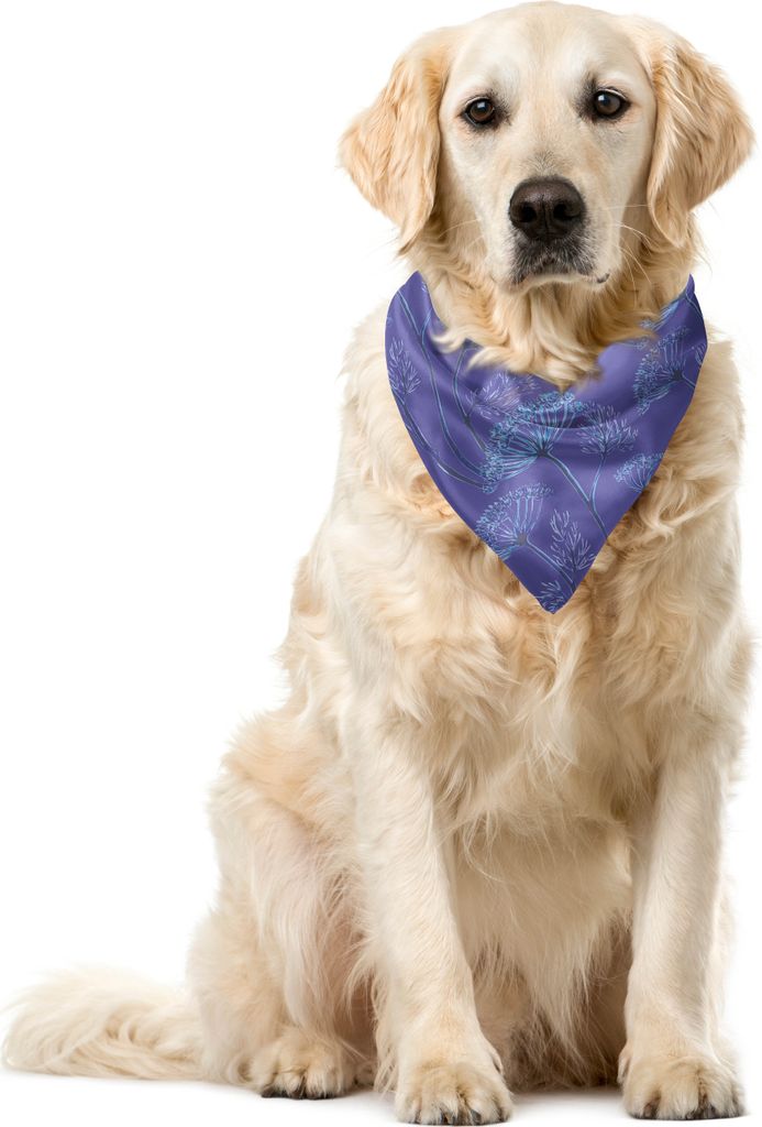 ABAKUHAUS Blumen Haustier Bandana, Blumen Sprigs Fenchel Kunst, 40x40 cm, Blau Violett Himmelblau