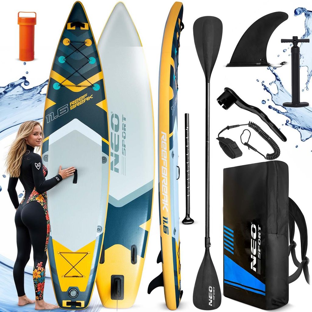 Neo-Sport 170106 SUP-Paddleboard mit Zubehör, Reefbreak, 150 kg, 350 cm