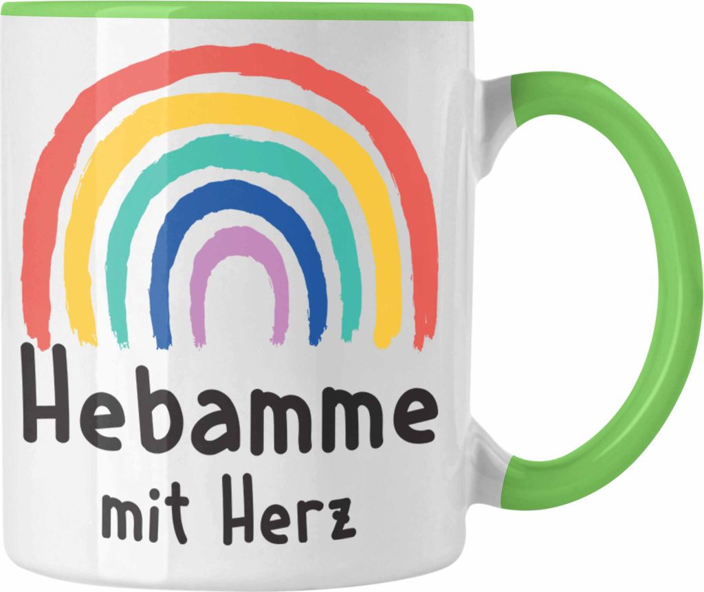 Trendation - Hebamme mit Herz Tasse Geschenk Geschenke mit Spruch Kaffeetasse Hebamme Dankeschön (Grün)