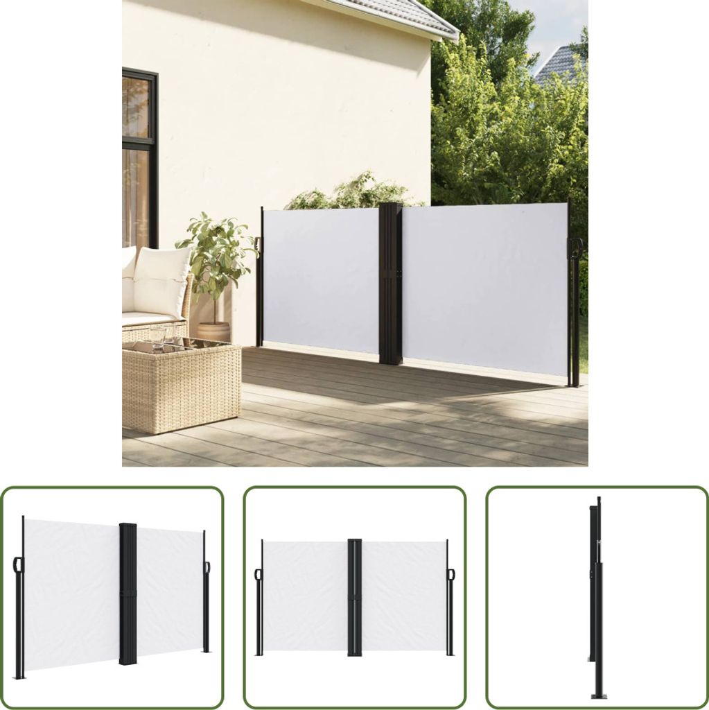 The Living Store Seitenmarkise Ausziehbar Weiß 140x1200 cm