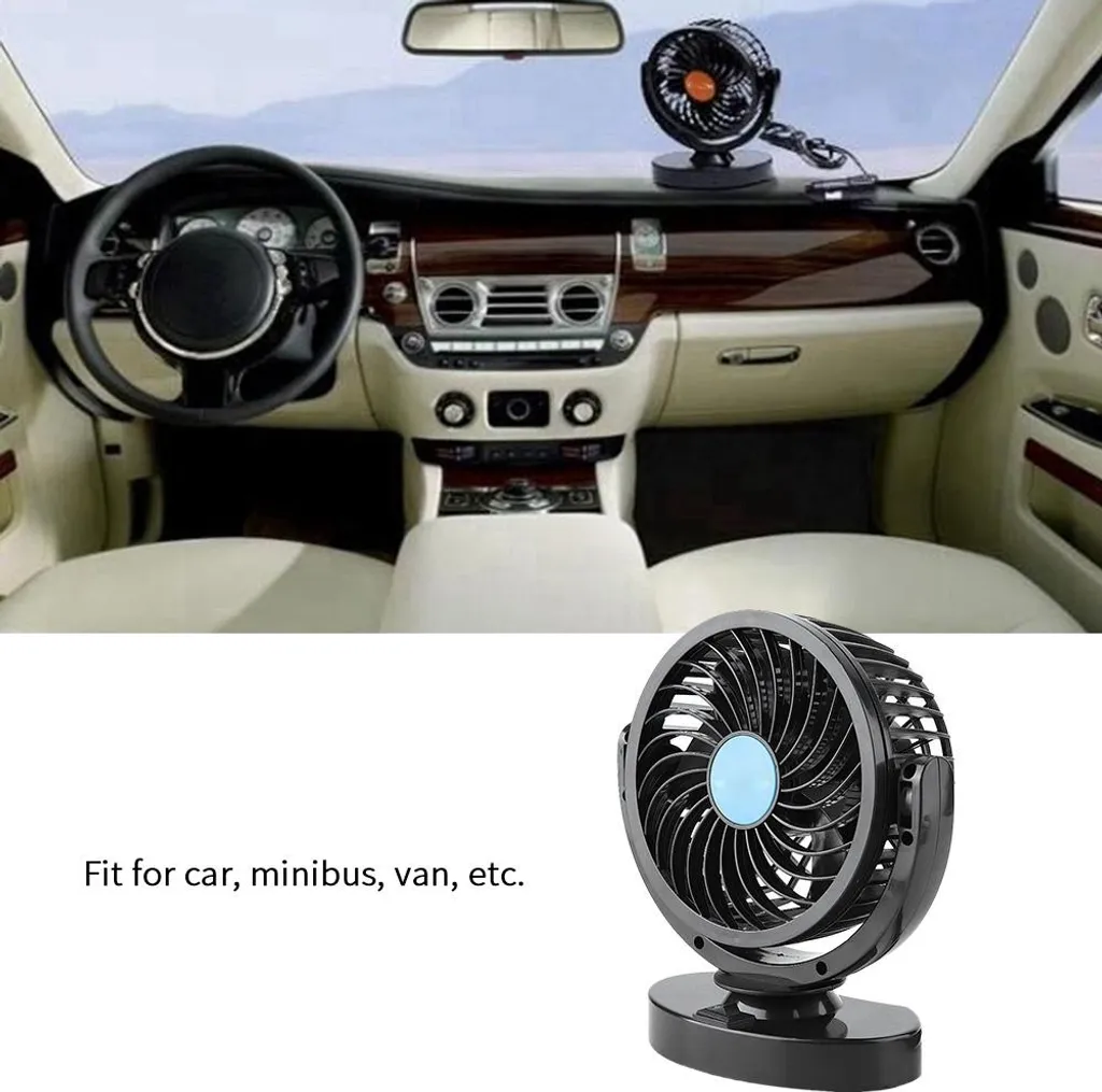 Ventola Aria Auto 12V Sicura per Minibus e Bambini - Nera, Silenziosa - 5