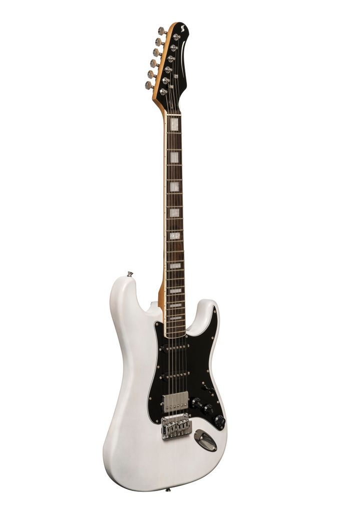 Stagg SES-60 WHB E-Gitarre mit Korpus aus massiver Erle