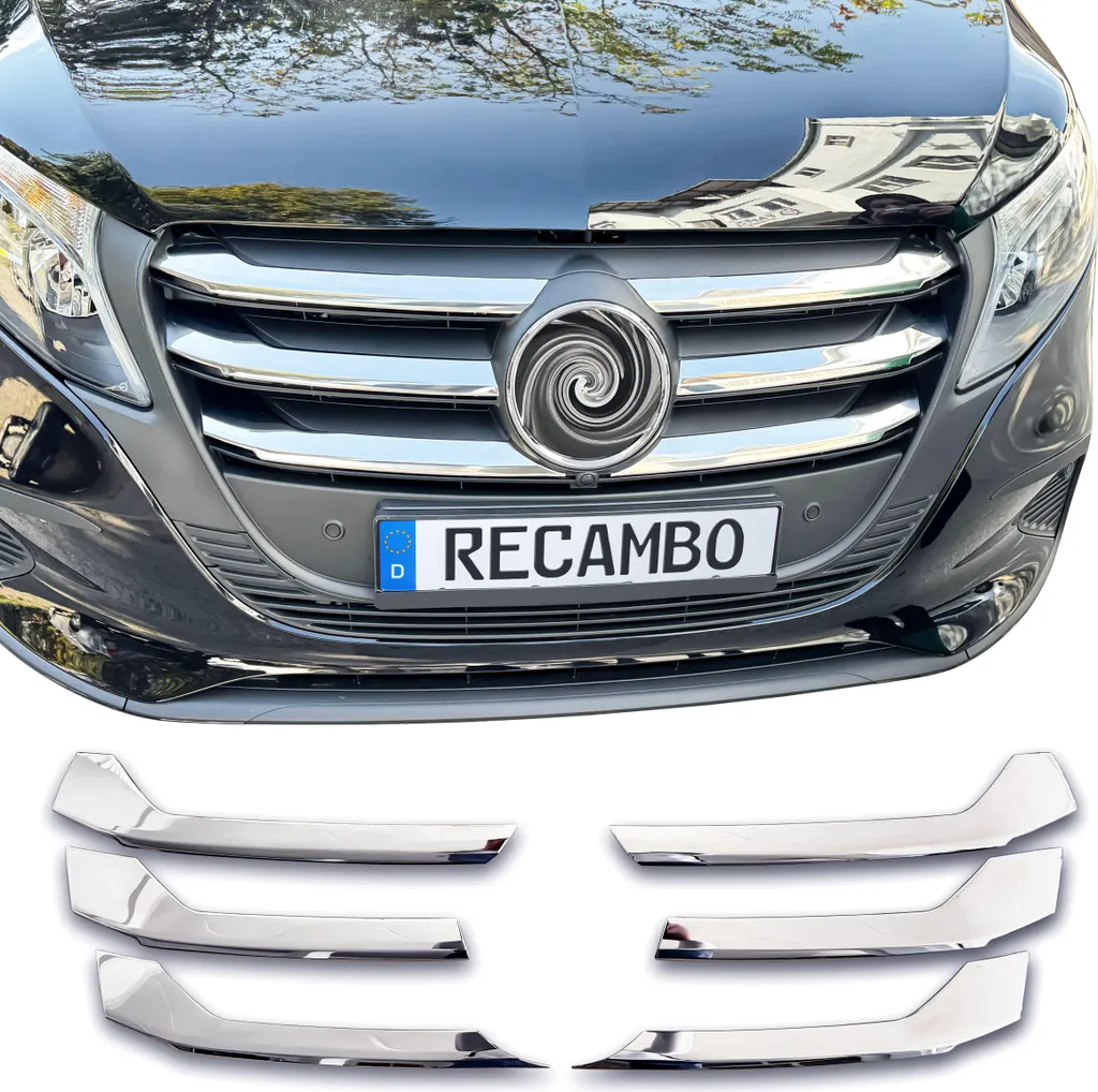 Baguettes de Calandre Chromées en Inox pour Mercedes Vito W447 Facelift