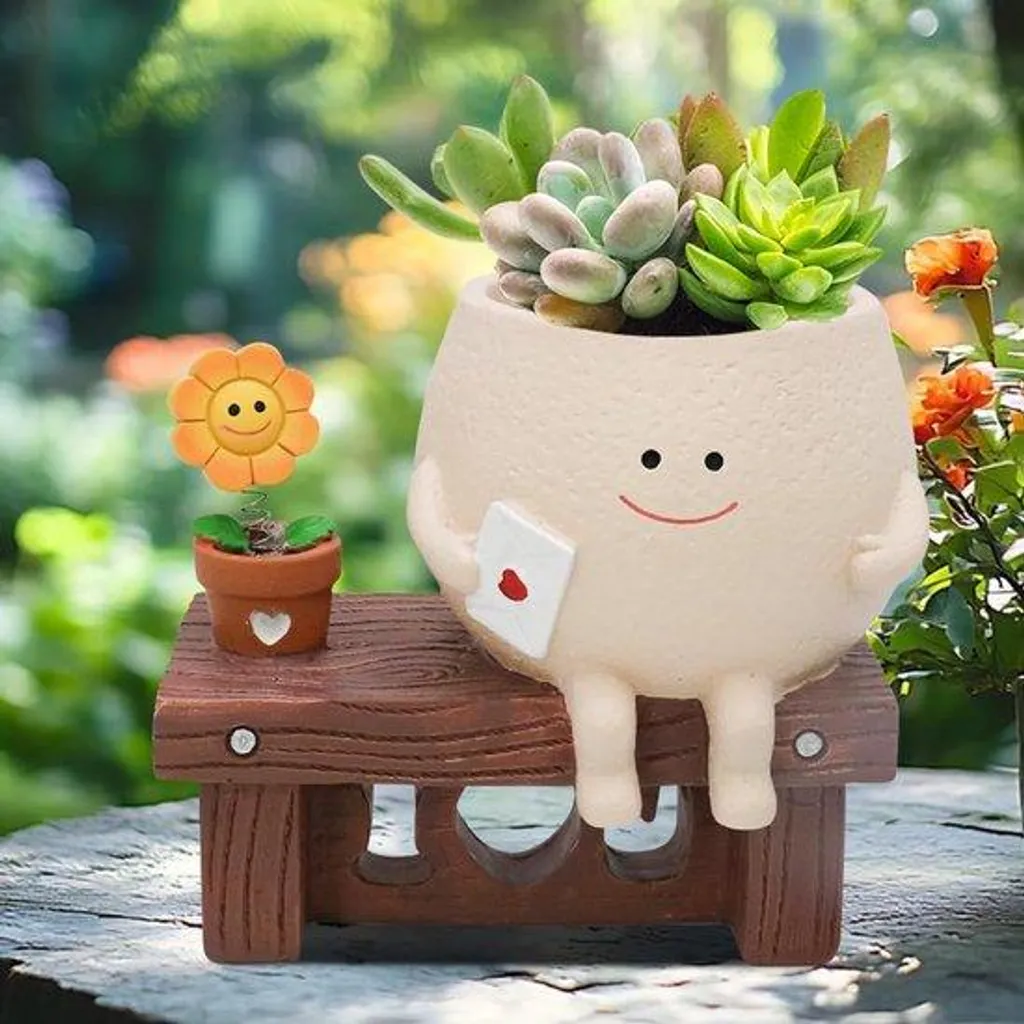 Pot de fleurs Smile pour bureau - Décoration végétale zen et ludique