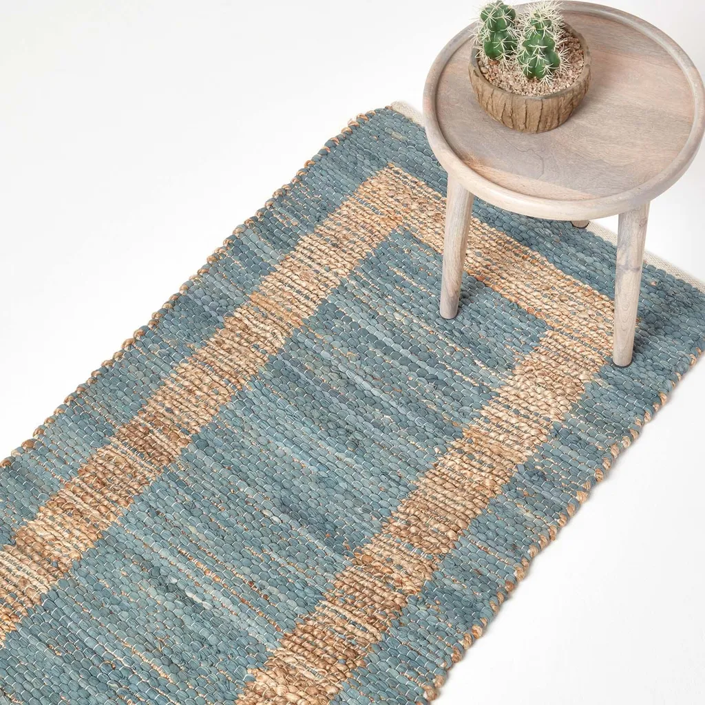 Tapis de Couloir Anti-Usure en Chanvre et Coton Gris Beige 66x200 cm