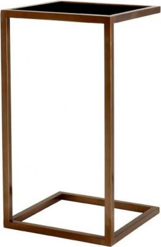 Casa Padrino Luxus Art Deco Designer Beistelltisch Antik Messing mit schwarzem Glas - Luxus Qualität