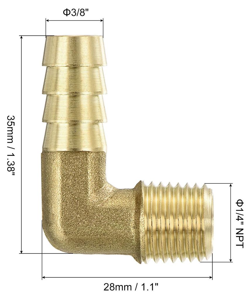 Messing Schlauchstutzen Winkelverschraubung 3/8" Barbx1/4" NPT M?nnlich 90 Grad Messing Schlauchstutzen Rohrverschraubung fš¹r Wasser Kraftstoff ...