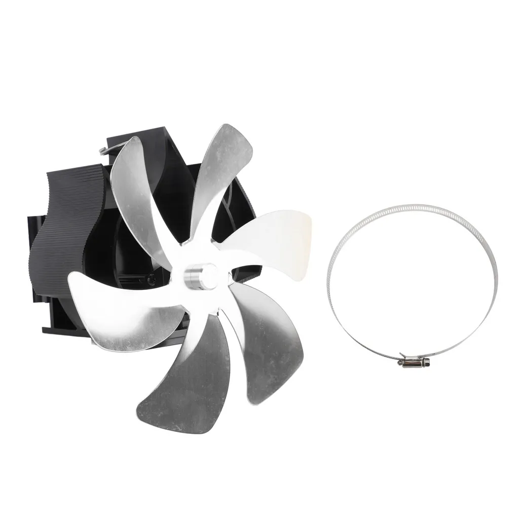 Ventilateur de poêle thermique 6 pales silencieux en aluminium argent
