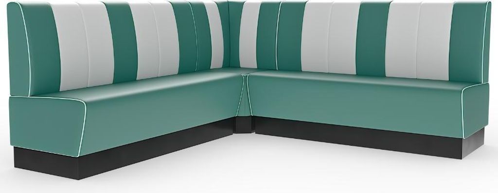 Americano Retro Eckbank | 164x164 cm | Dinerbank Set Türkis & Weiß | Gastro Sitzbank mit Ecke
