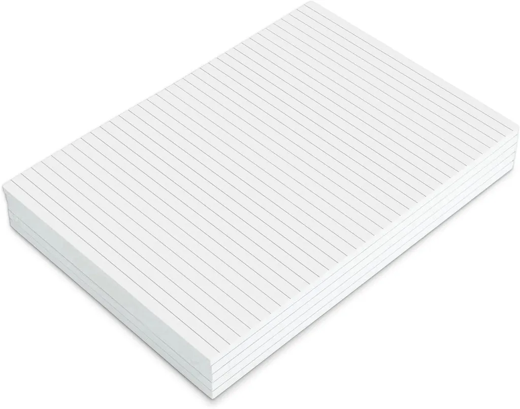 Set di blocchi per appunti - DIN A4 - 5 blocchi - a righe - 50 pagine per blocco - incollati - dorso in cartone robusto - carta da 90 g/m² - alta qualità
