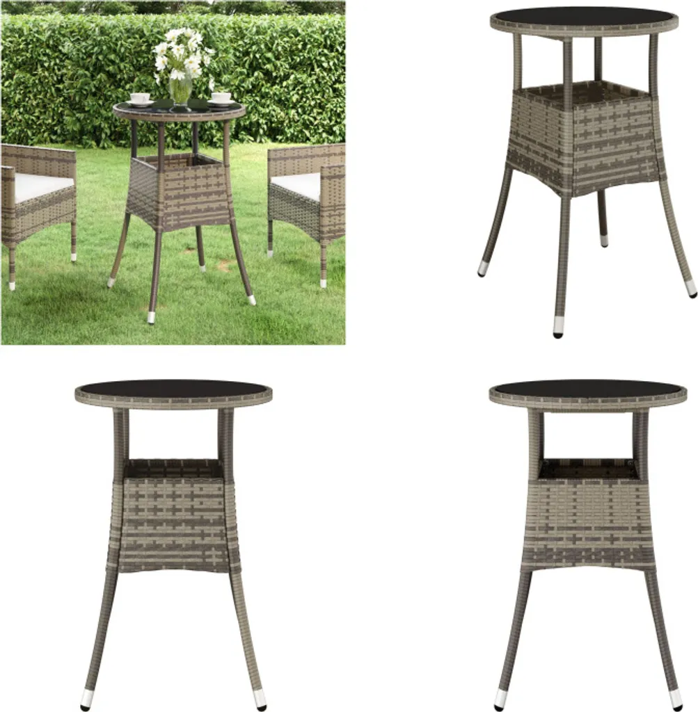 Tavolo Esterno Vetro e Rattan Ø60 cm | Alta Resistenza Intemperie vidaXL