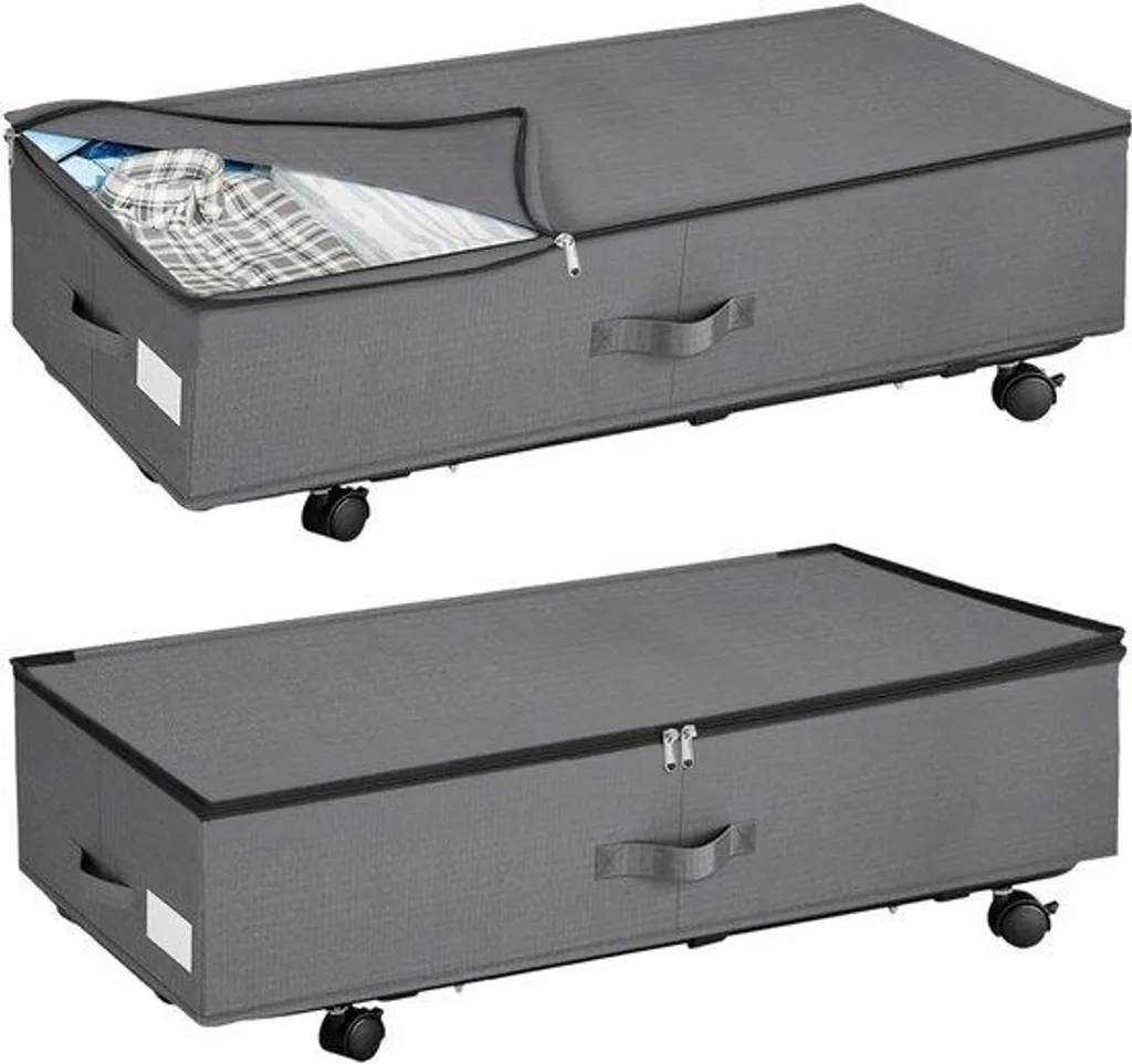 Organisateur sous Lit Anti-Poussière en Métal Gris - Lot de 2 Box